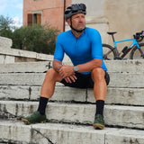 Maillot ciclista ES16 Rayas. Azul claro